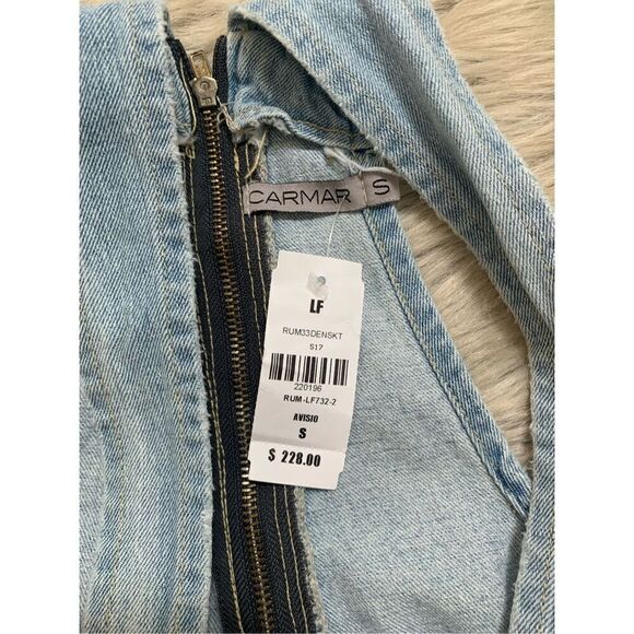 NWT LF CARMAR Safety-pin Distressed Overalls Skort Small - Picture 4 of 10